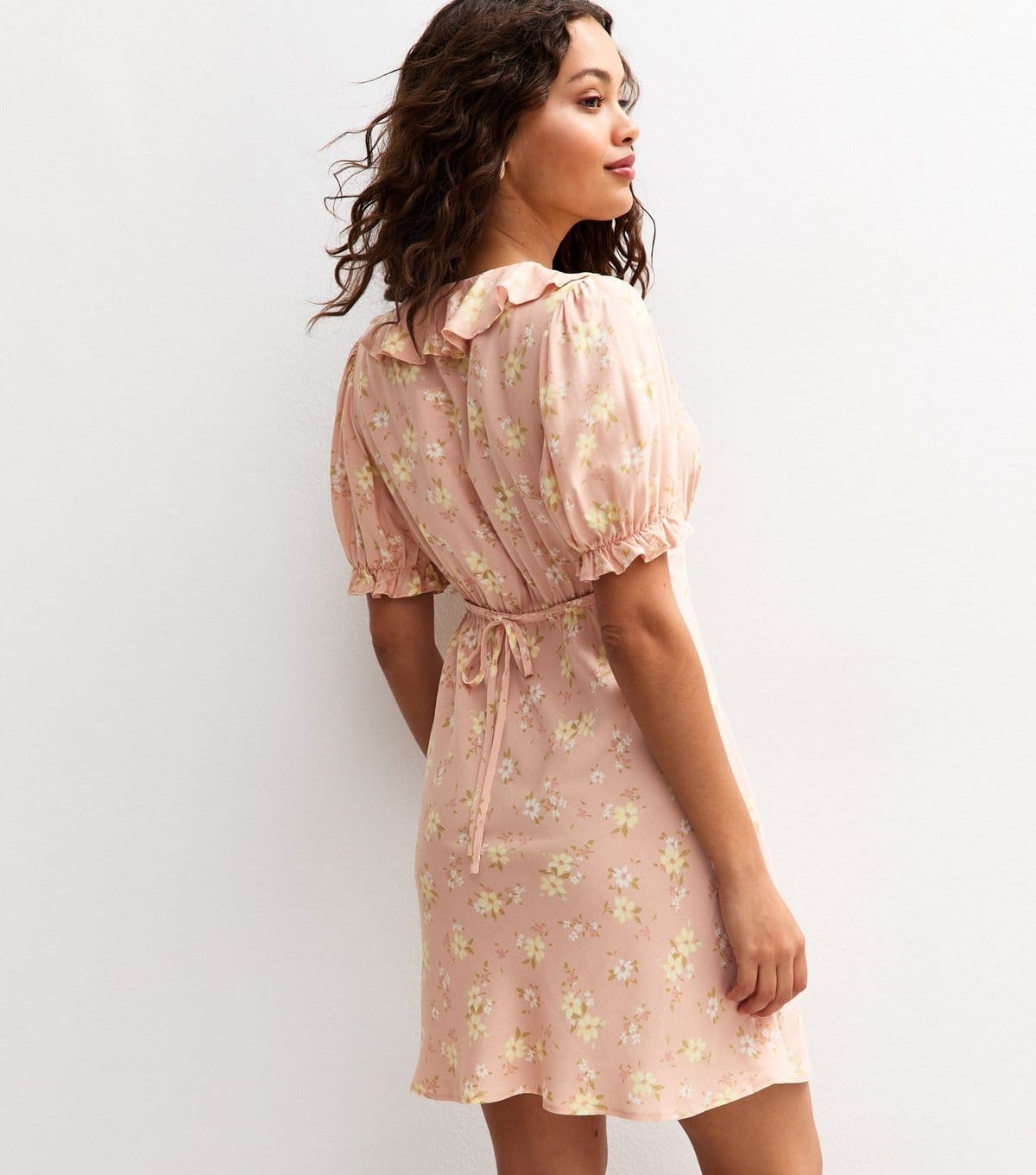 New Look Women's Petite Pink Floral Print Ruffle Mini Dress New Look - 4