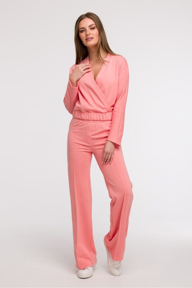 Love Lace Love Lace Women's Poland Made Wrap Blouse with V Neck Waist in Pink - 2