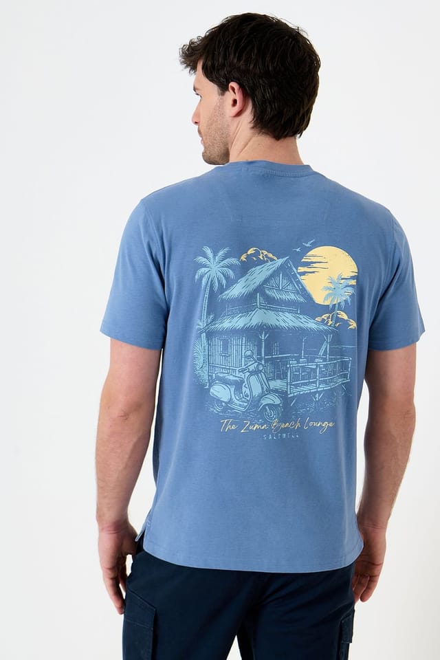 Saltwell Saltwell Men's Graphic Print Cotton T-Shirt in Blue - 2