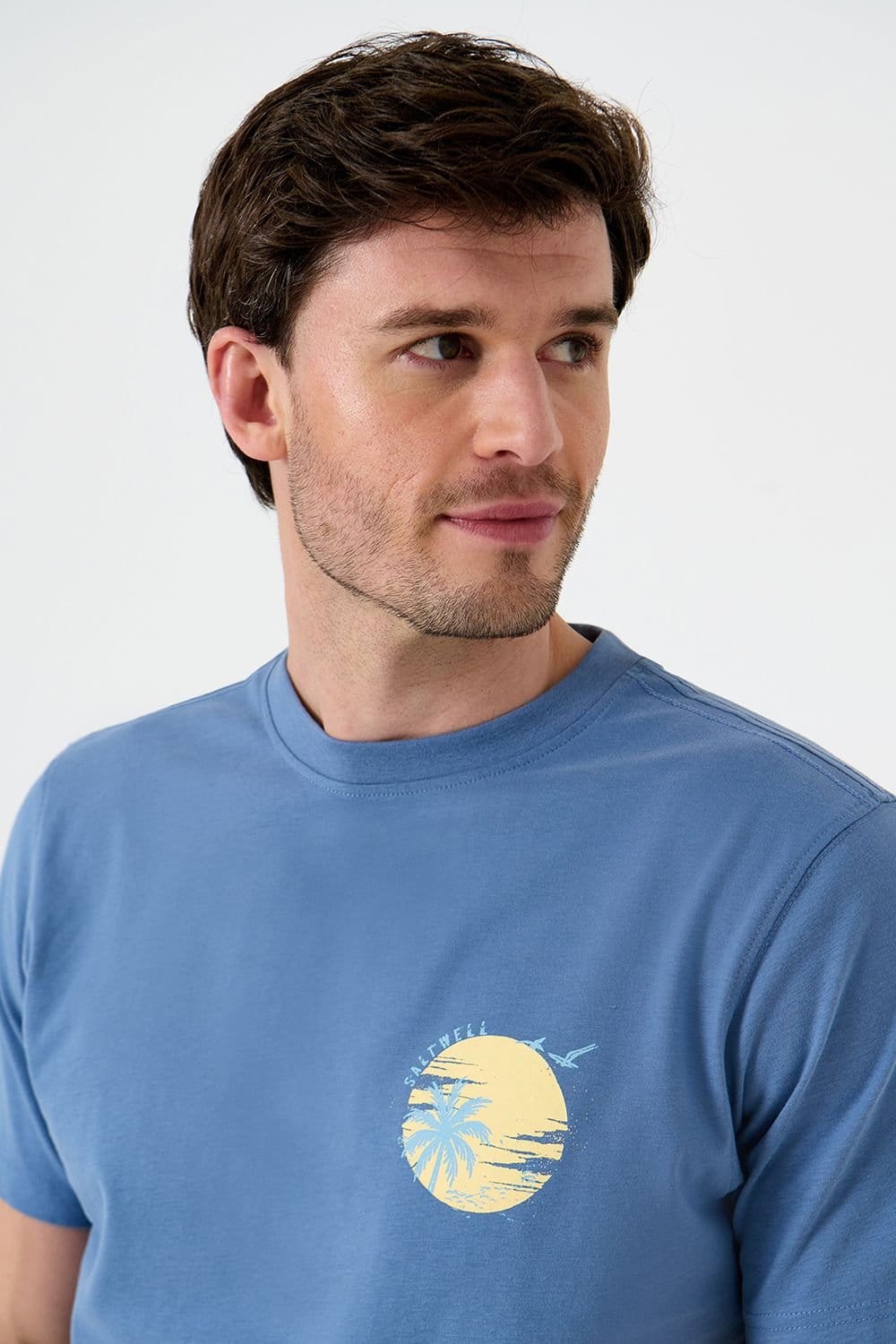 Saltwell Saltwell Men's Graphic Print Cotton T-Shirt in Blue - 4
