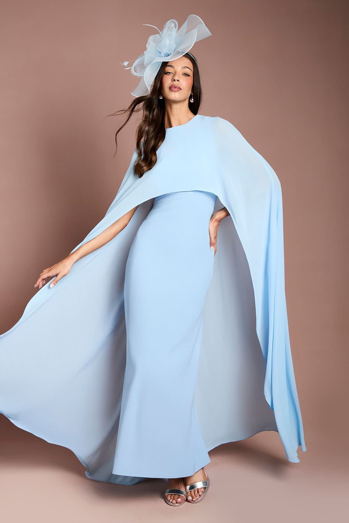 Coast Coast Women's Cape Sleeve Maxi Dress in Pale Blue