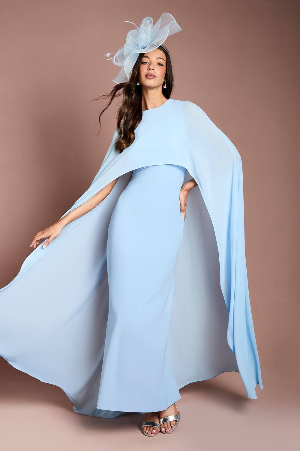 Coast Coast Women's Cape Sleeve Maxi Dress in Pale Blue - 2