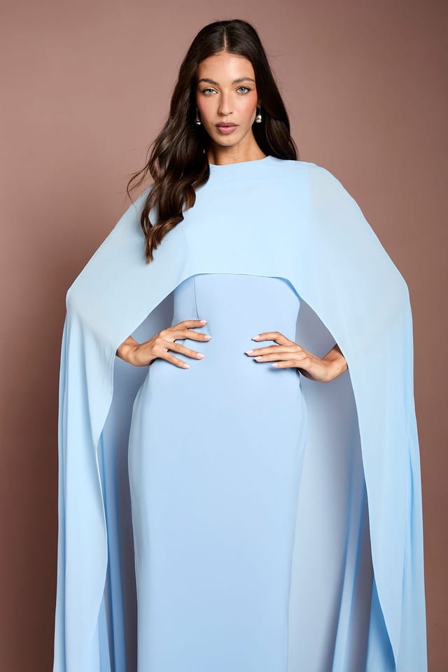 Coast Coast Women's Cape Sleeve Maxi Dress in Pale Blue - 2