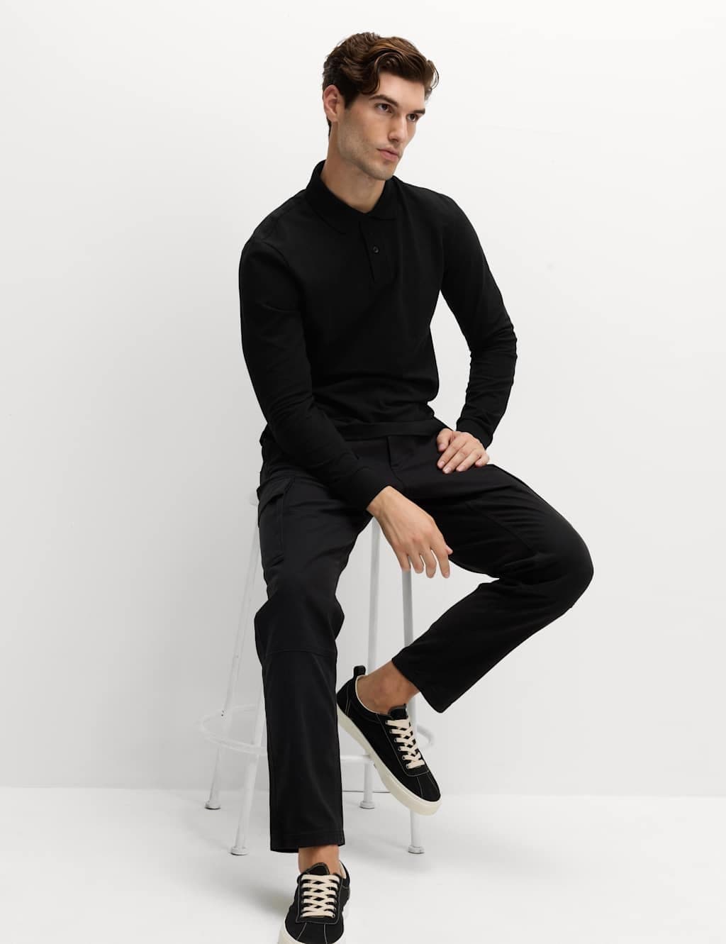 Marks & Spencer M&S Ultimate Cotton Rich Polo Shirt Black