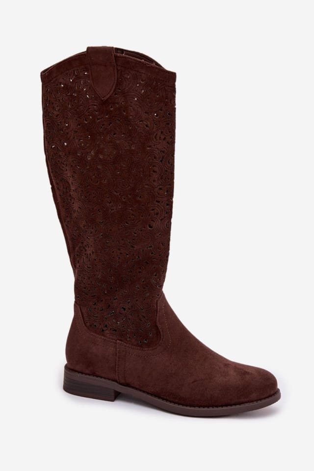 Love Lace Love Lace Women's Boho Lace Up Ankle Boots With Cutout Shaft Flat Heel Comfort in Brown - 2
