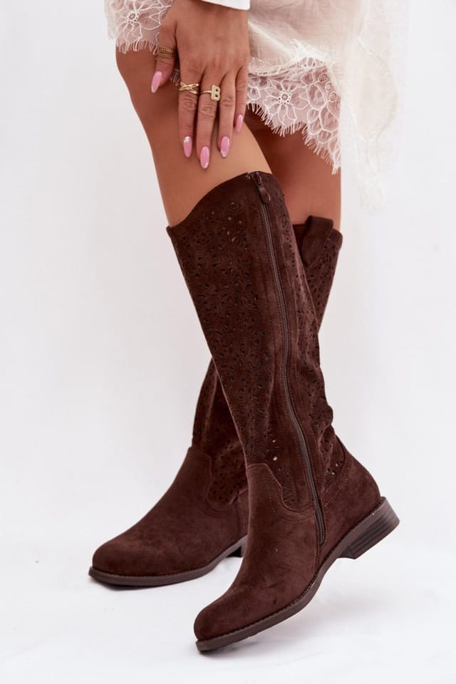 Love Lace Love Lace Women's Boho Lace Up Ankle Boots With Cutout Shaft Flat Heel Comfort in Brown - 3