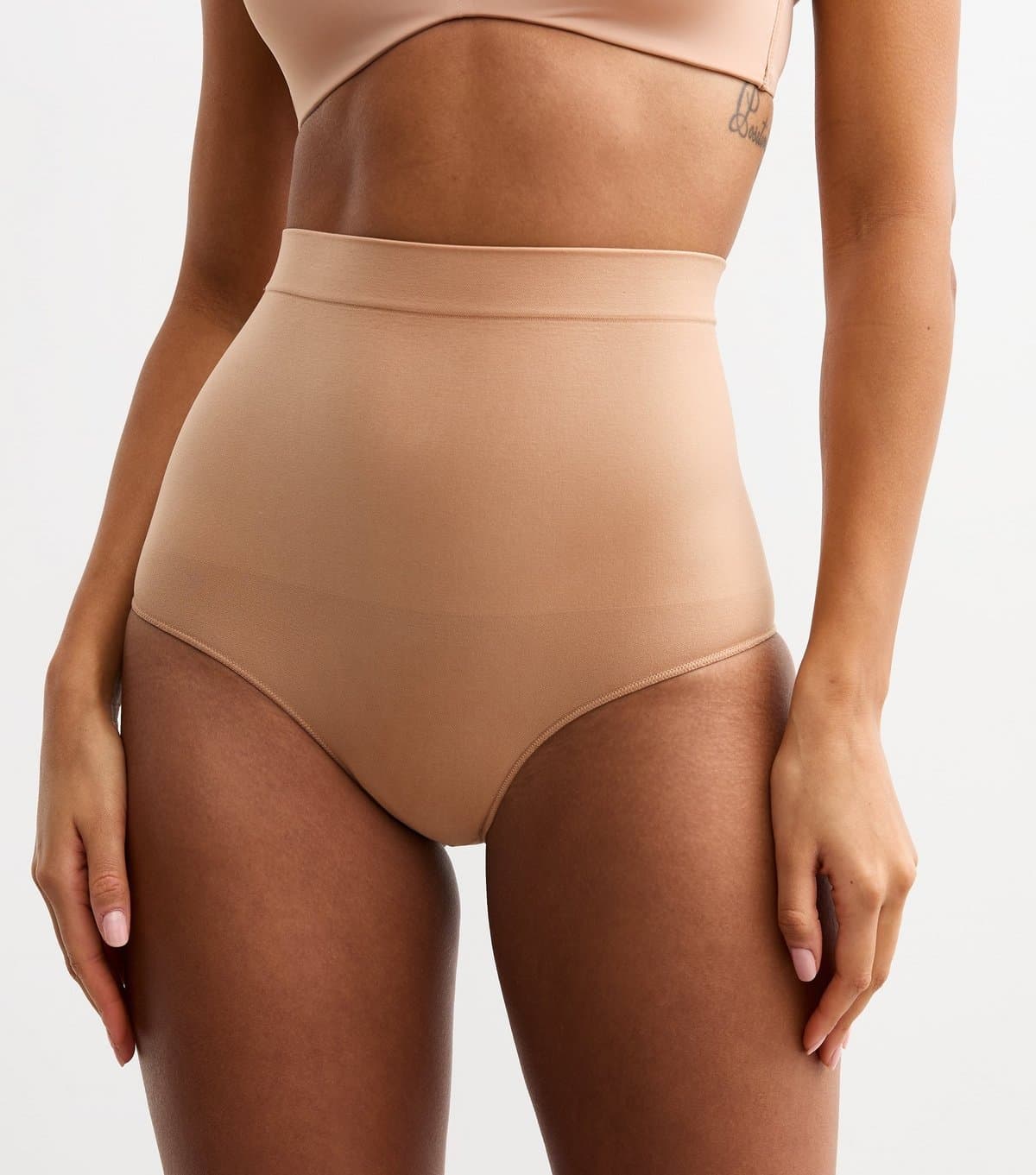 New Look Women's Tan Seamless Shaping High Waisted Brazilian Briefs New Look