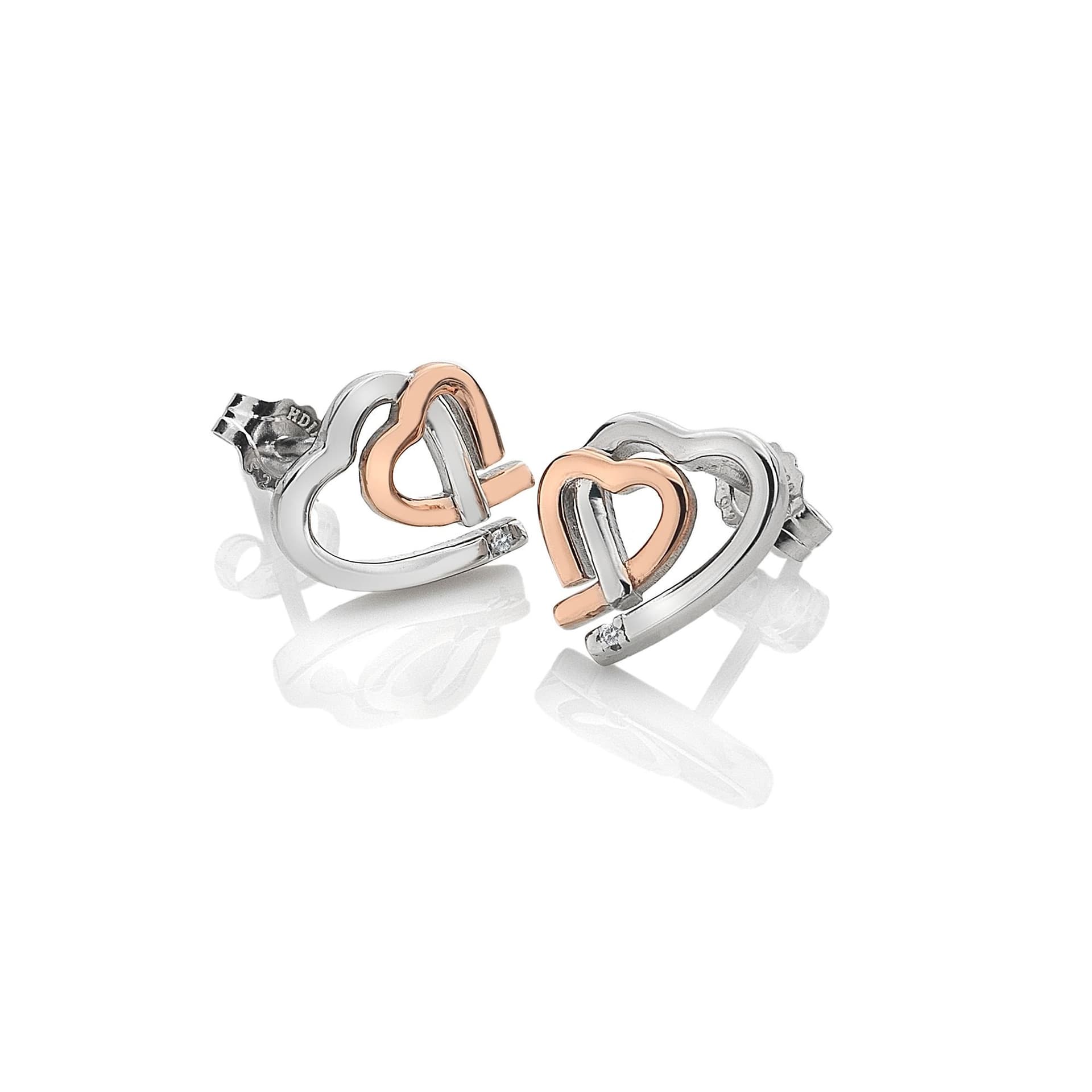 Hot Diamonds Hot Diamonds Women's Warm Heart Earrings - Rose Gold Plate Accents in Silver