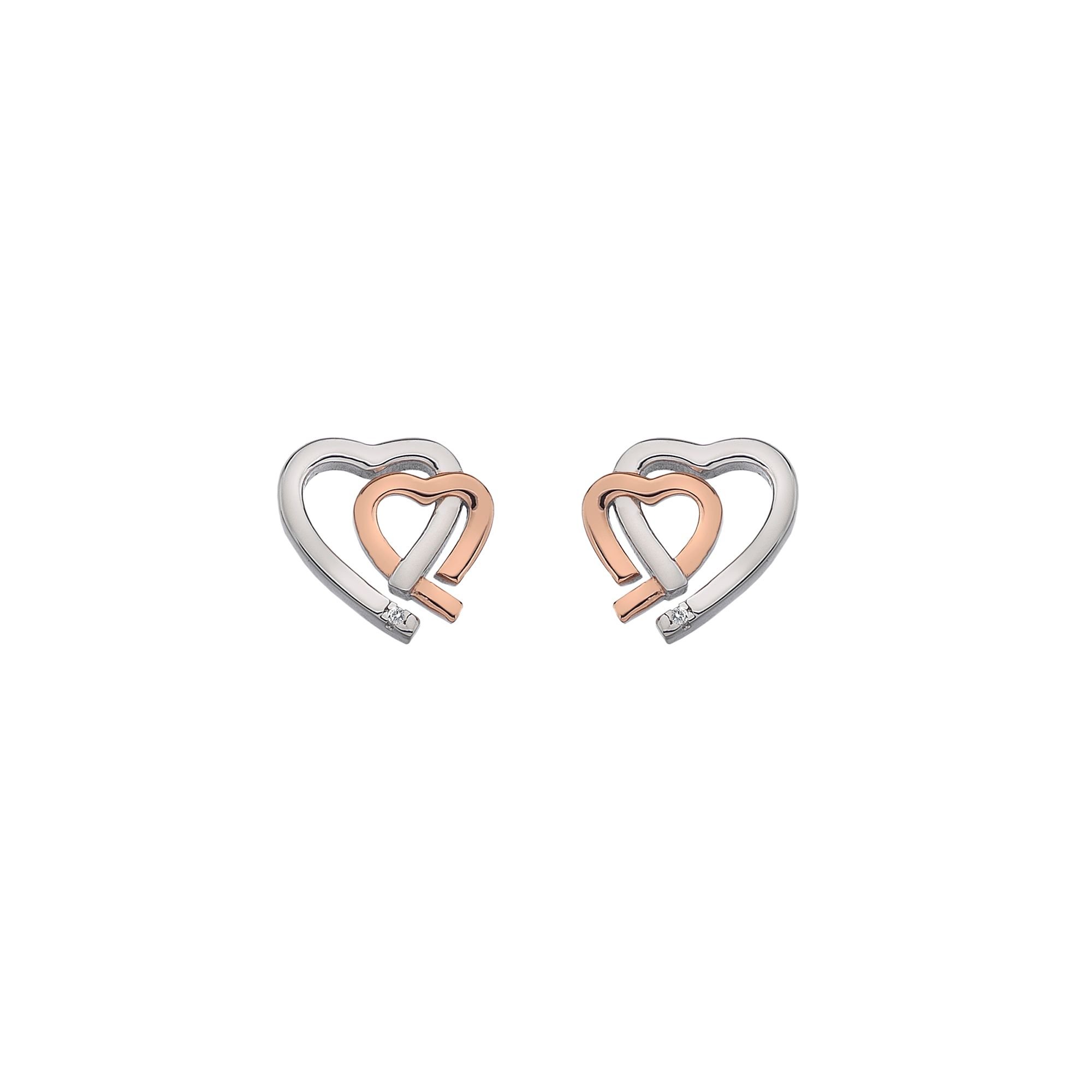 Hot Diamonds Hot Diamonds Women's Warm Heart Earrings - Rose Gold Plate Accents in Silver - 3