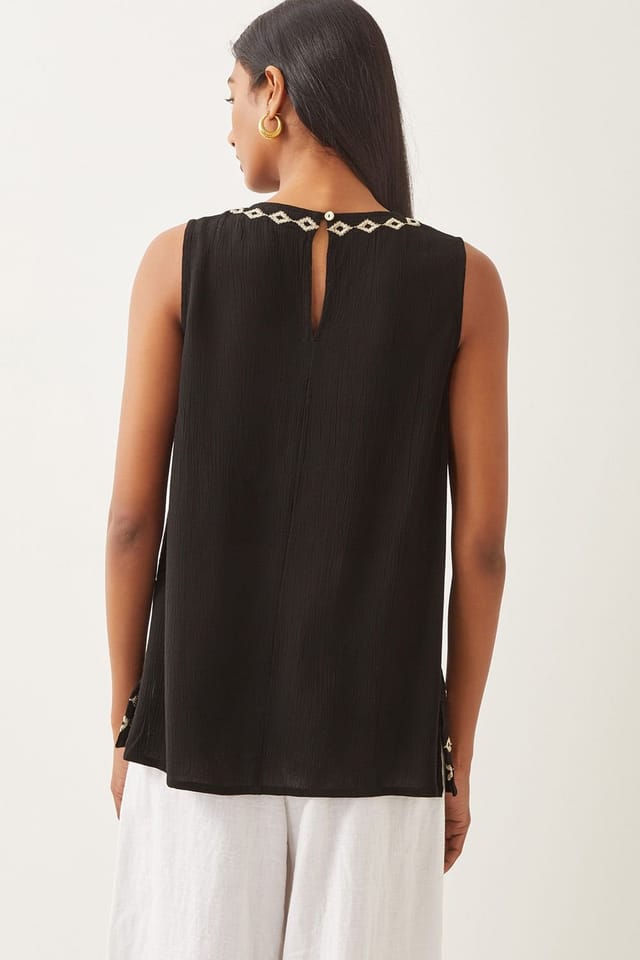 Monsoon Monsoon Women's Saffron Embroidered Tank Top Black - 3