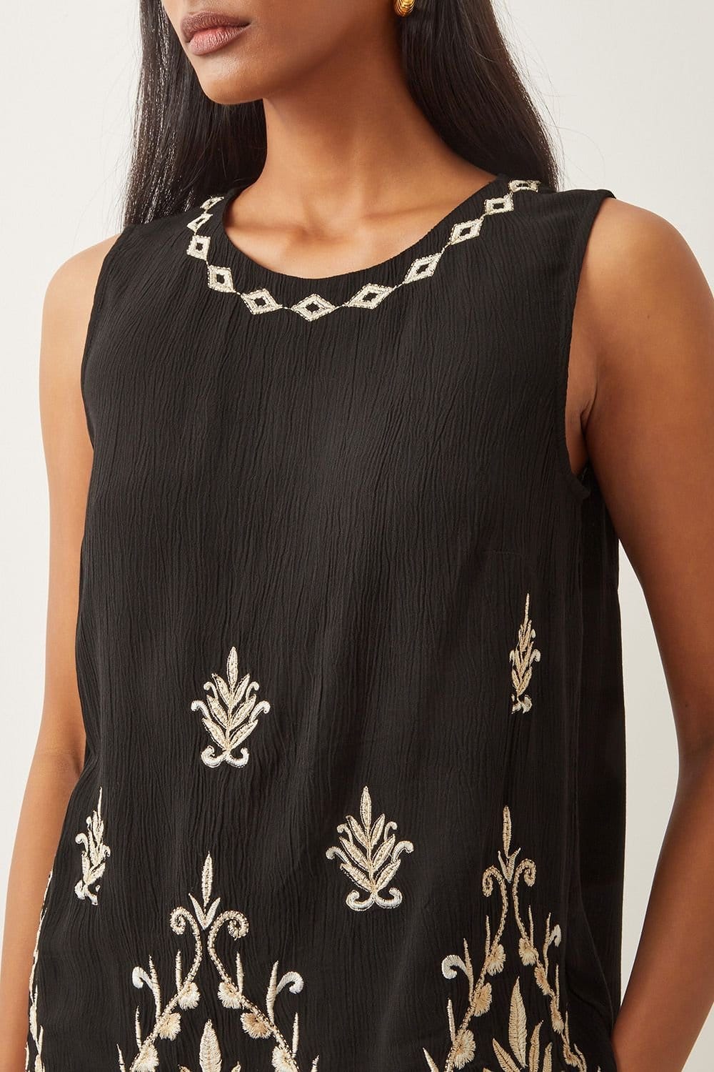Monsoon Monsoon Women's Saffron Embroidered Tank Top Black - 4