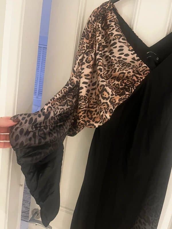 ASOS ASOS One shoulder satin midi dress leopard print 12