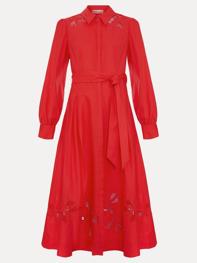 Phase Eight Phase Eight Women's Kim Cutwork Hem Midi Dress in Scarlet - 2