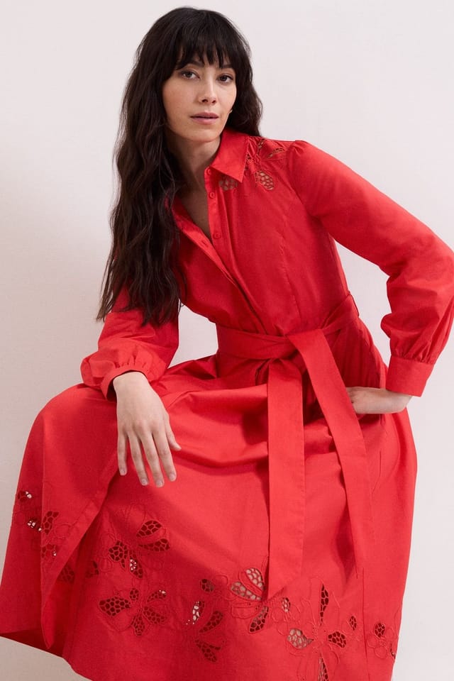 Phase Eight Phase Eight Women's Kim Cutwork Hem Midi Dress in Scarlet - 3