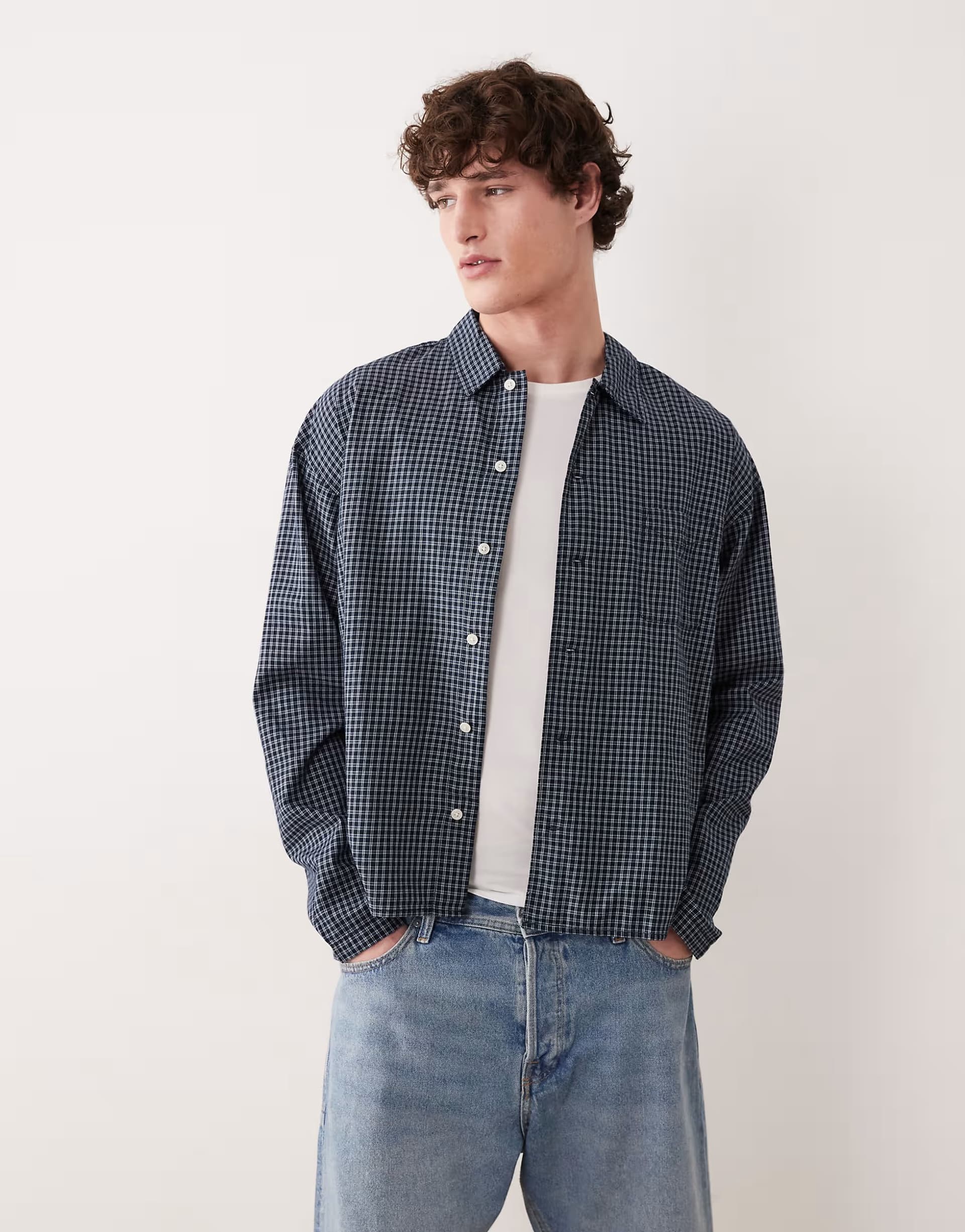 ASOS Jack & Jones oversized boxy shirt with grey navy