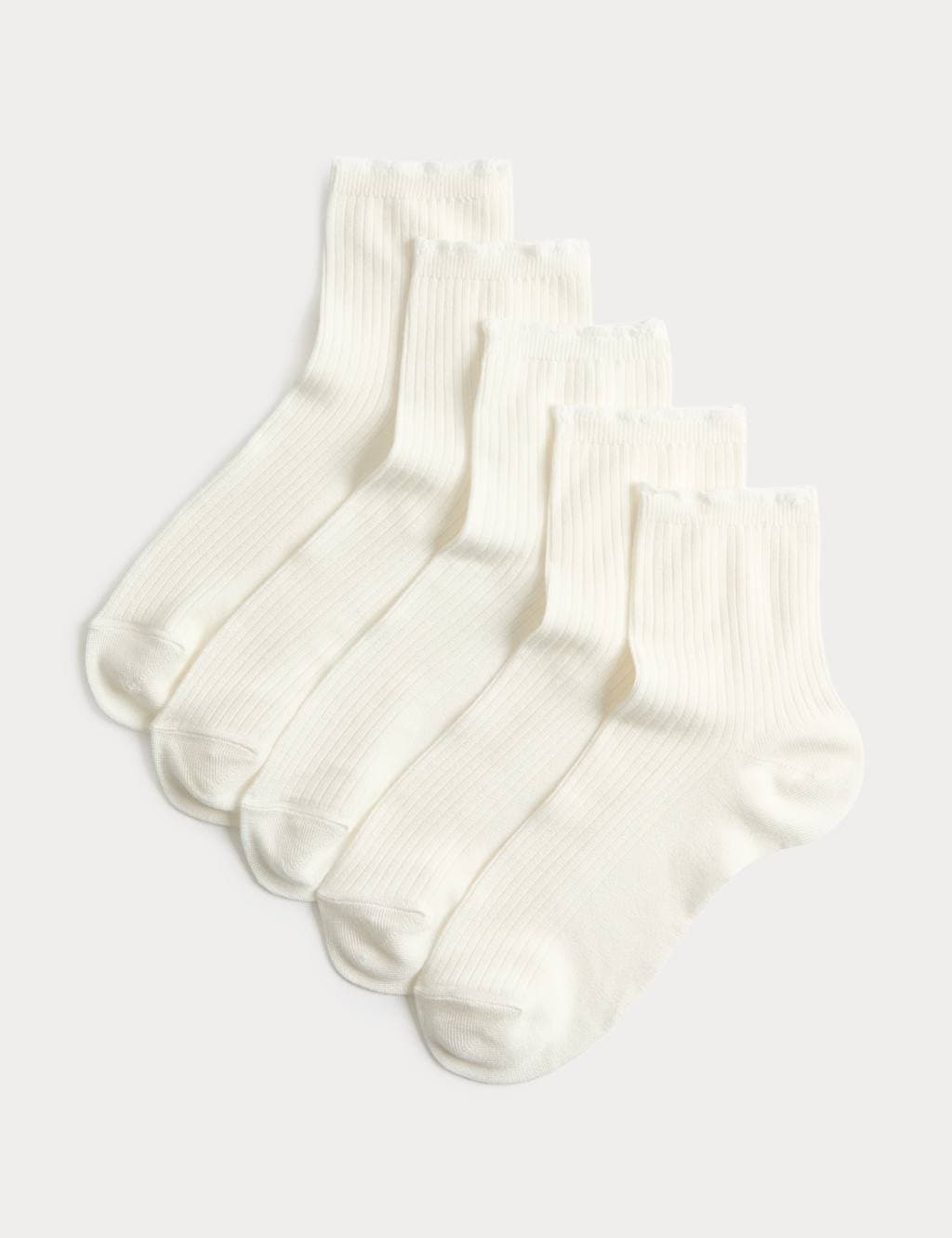 Marks & Spencer M&S 5 Pack Supersoft Ribbed Quarter Socks Ivory