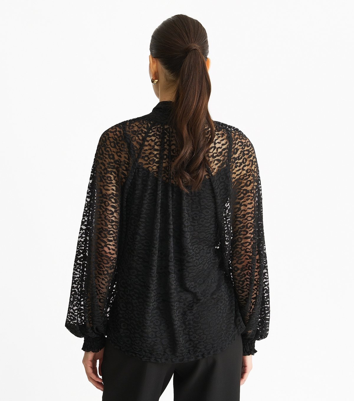 Gini London Women's Black Animal Pattern Neck Tie Blouse Gini London New Look - 4