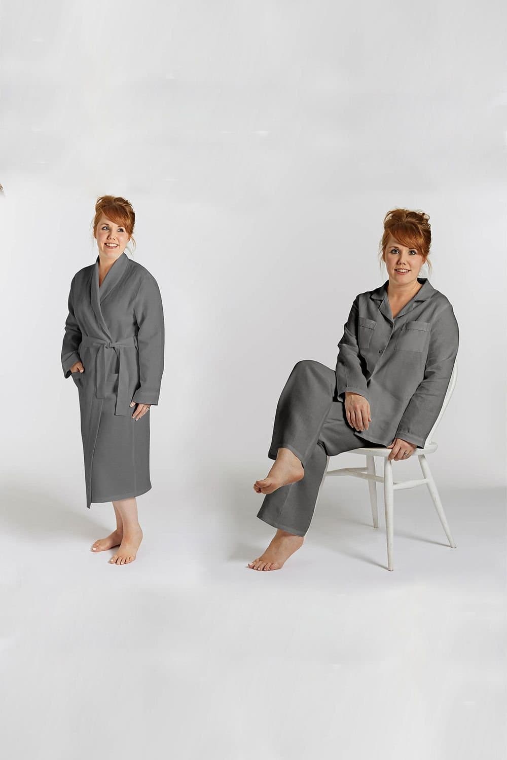 Lazy Linen Lazy Linen Women's Pure Washed Linen Pyjama & Bathrobe in Charcoal