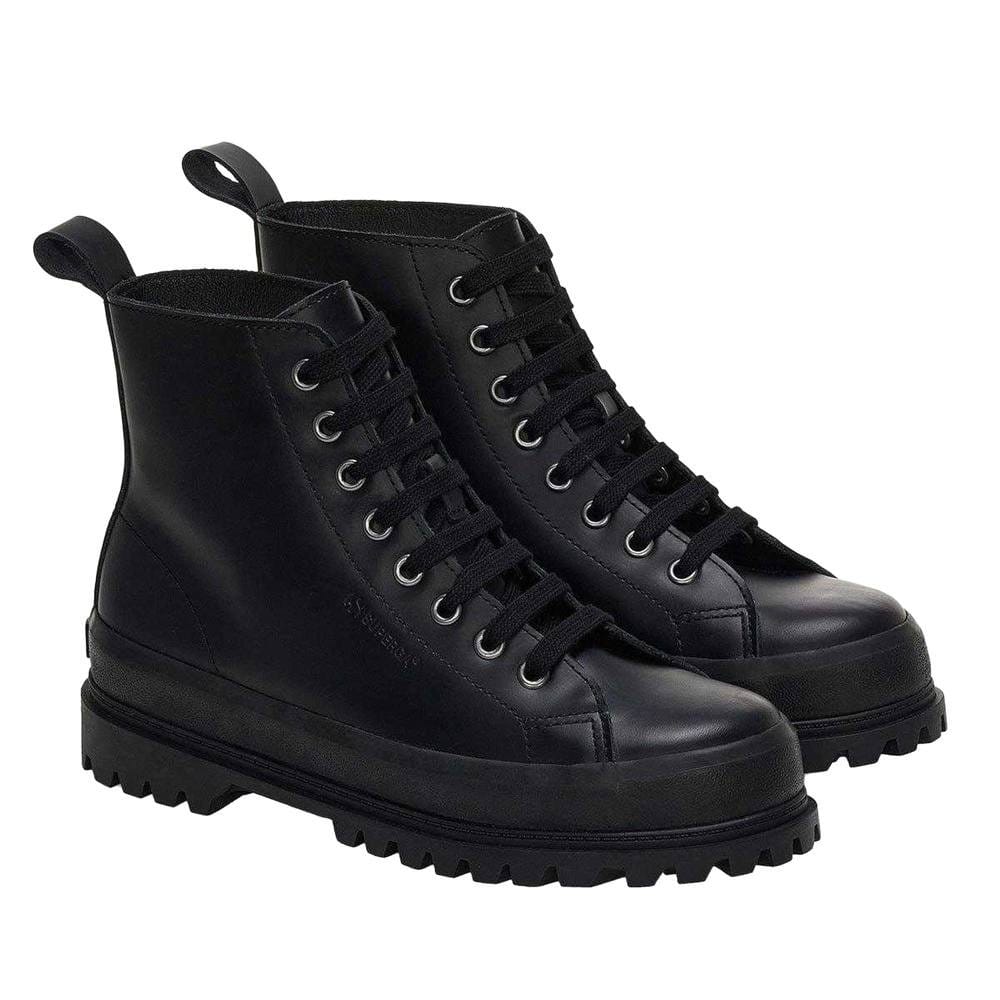 Superga Superga Women's 2644 Alpina Box Leather Ankle Boots in Black - 4