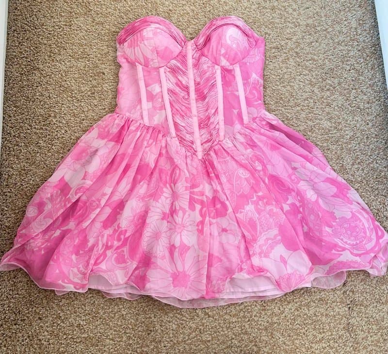ASOS Pink strapless corset flowy dress ASOS