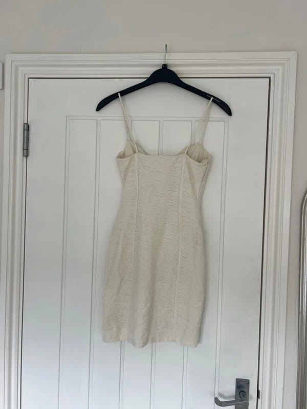 Bershka Cream Ribbed Mini Dress