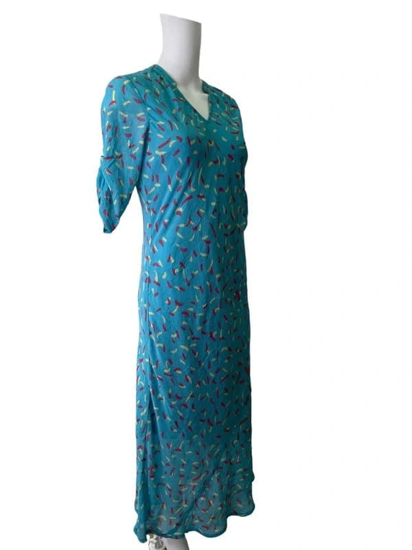 Adini ADINI Maxi Dress Size XS 8 Blue Mix Chiffon 3/4 Sleeve Womens NEW EU34 RRP £79