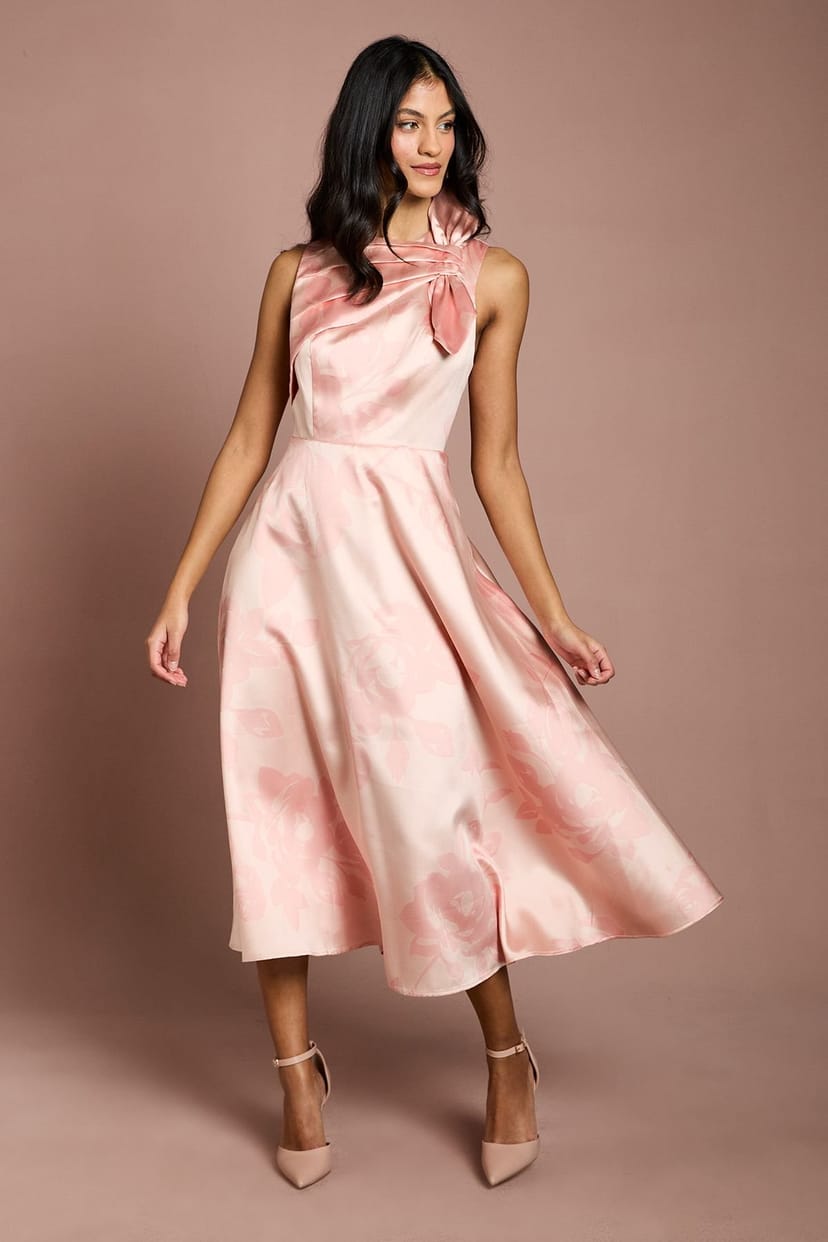 Coast Coast Women's Petite Detail Pleat Midi Dress in Pink - 1