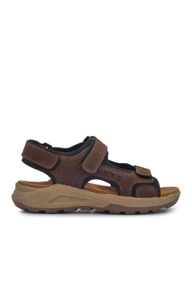 Pavers Pavers Men's Leather Touch-Fastening Sandals in Brown - 2