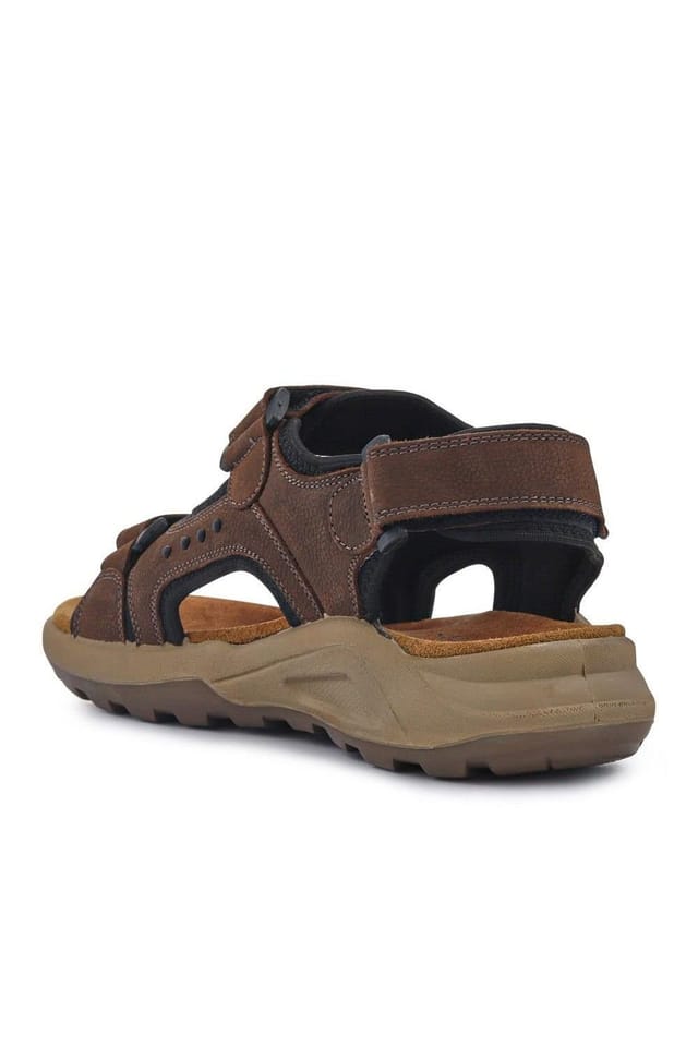 Pavers Pavers Men's Leather Touch-Fastening Sandals in Brown - 3