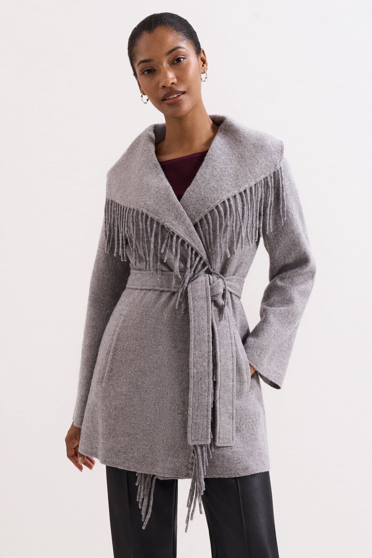 Phase Eight Phase Eight Women's Lisa Tassel Belted Coat in Mid Grey