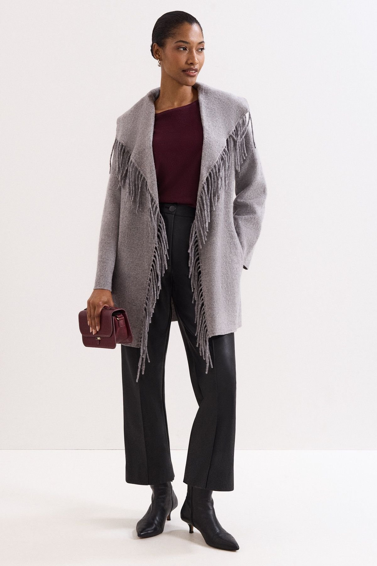 Phase Eight Phase Eight Women's Lisa Tassel Belted Coat in Mid Grey - 3