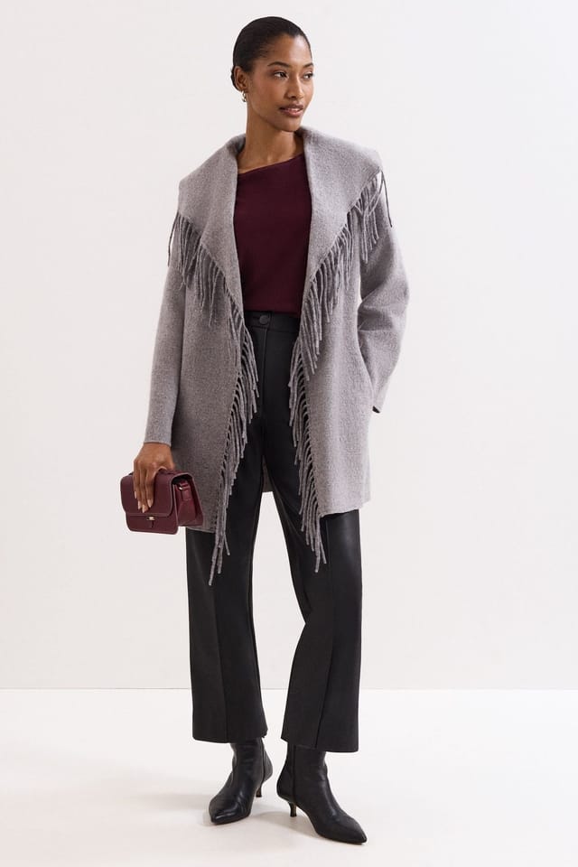 Phase Eight Phase Eight Women's Lisa Tassel Belted Coat in Mid Grey - 3