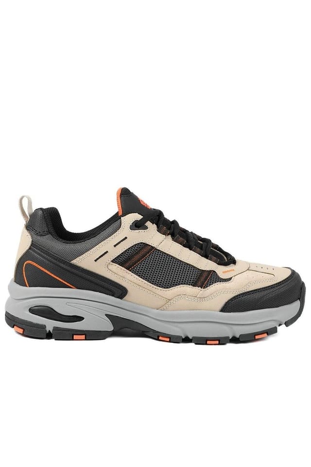 Pavers Pavers Men's Extra Wide Leather Memory Foam Lace Up Trainers in Beige - 2