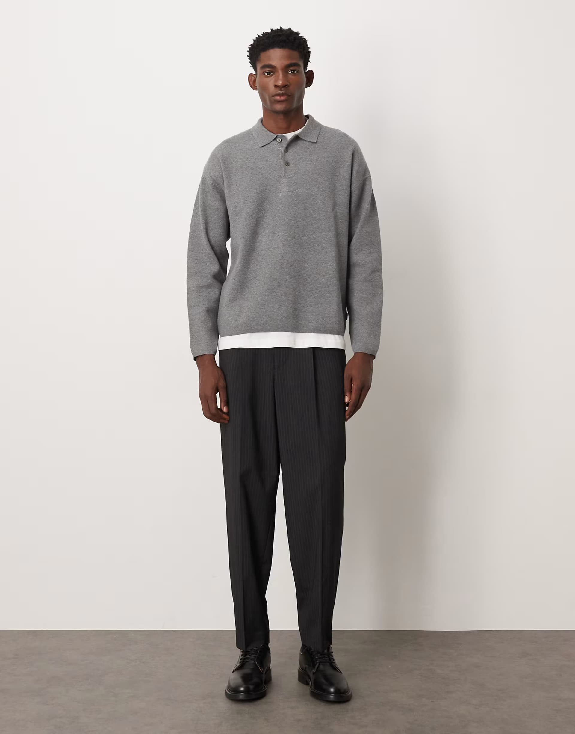 ASOS ASOS DESIGN smart pleated oversized tapered trousers in charcoal pinstripe