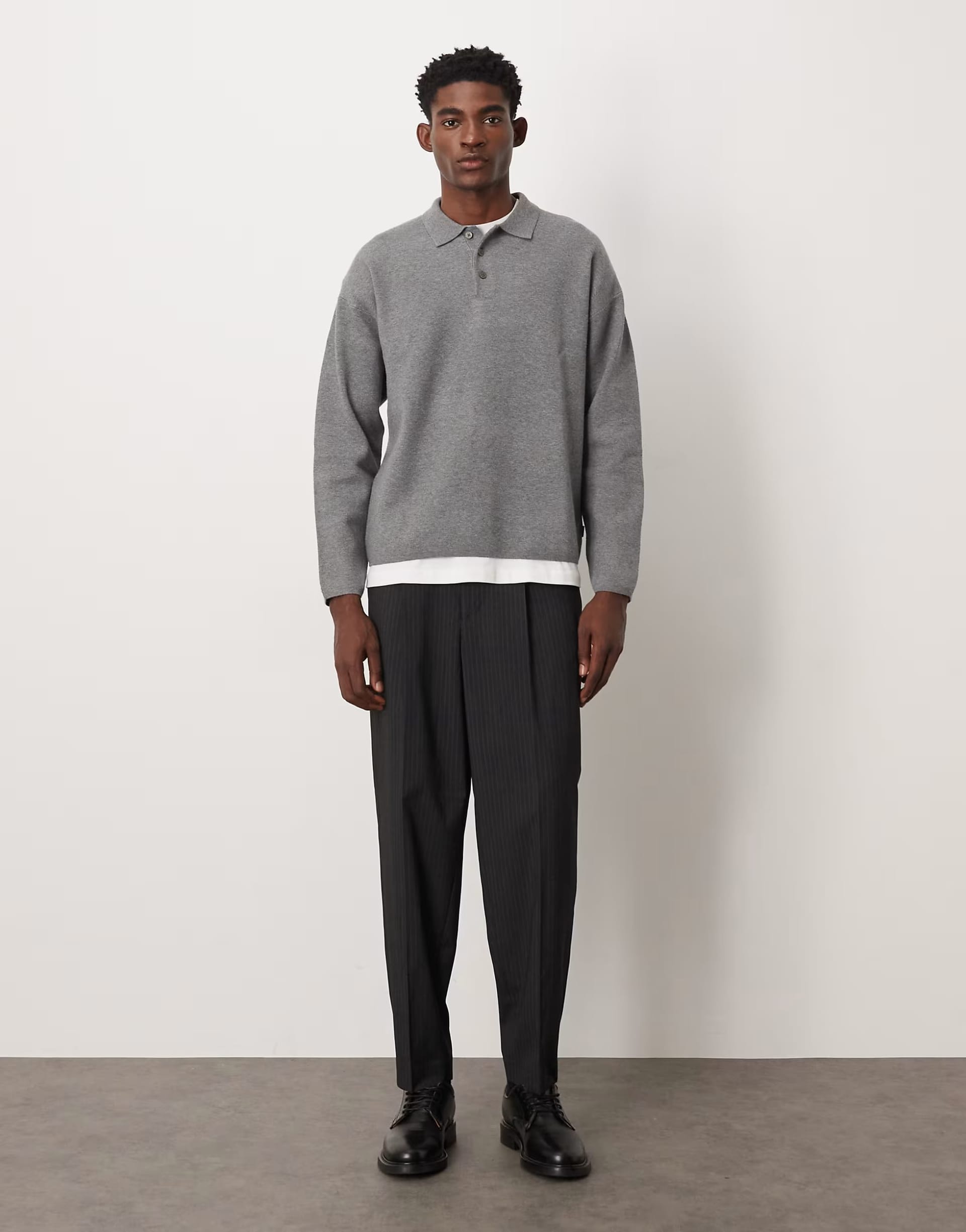 ASOS Charcoal Pinstripe Oversized Tapered Trousers
