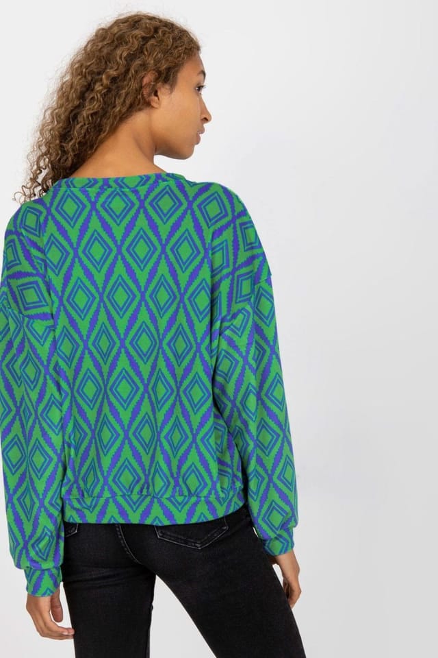 Love Lace Love Lace Women's Long Sleeve Kangaroo Pocket Pattern Sweatshirt in Green - 3