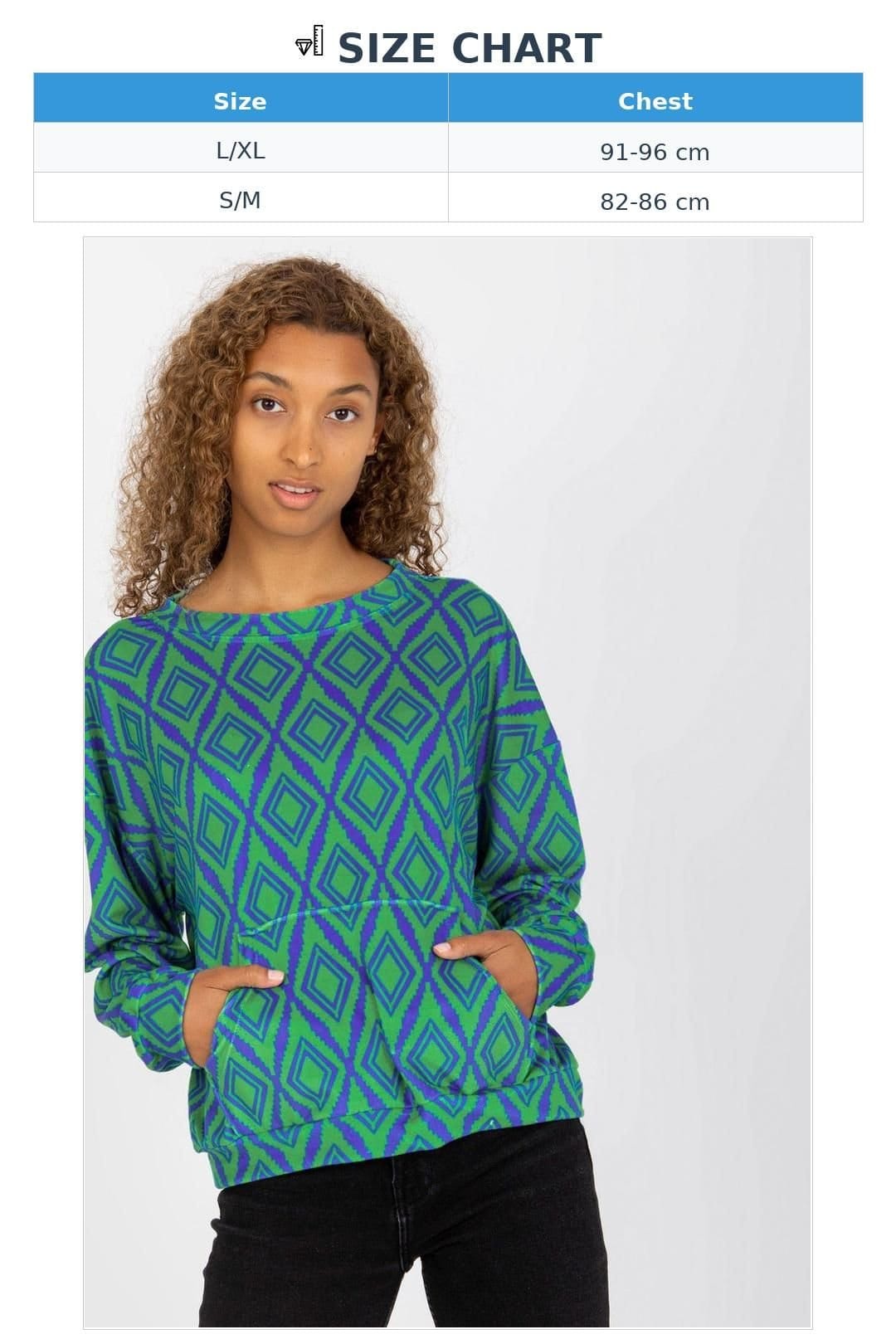 Love Lace Love Lace Women's Long Sleeve Kangaroo Pocket Pattern Sweatshirt in Green - 4
