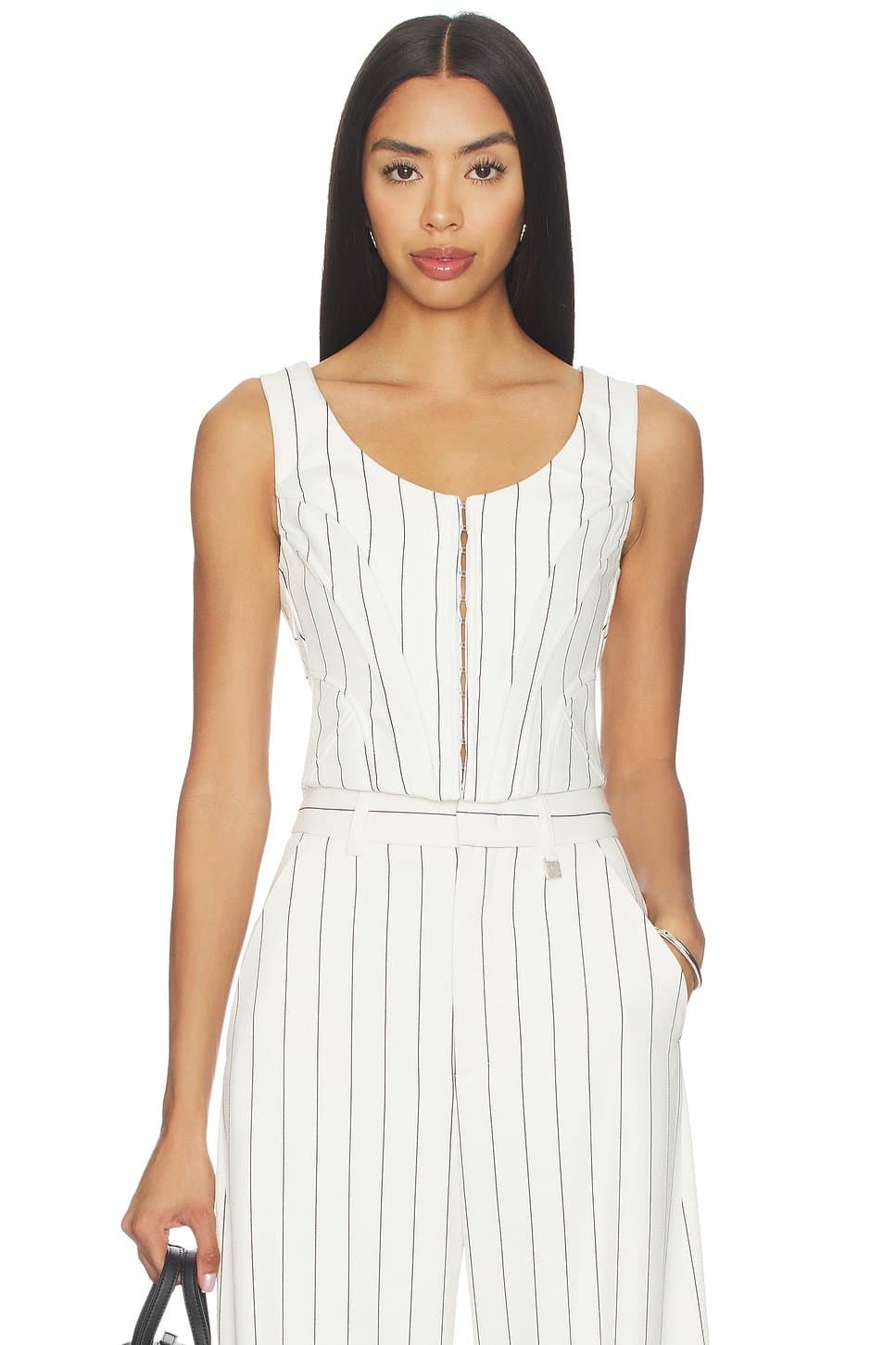 revolve Revolve White & Black Bustier Top by Giuseppe Di Morabito