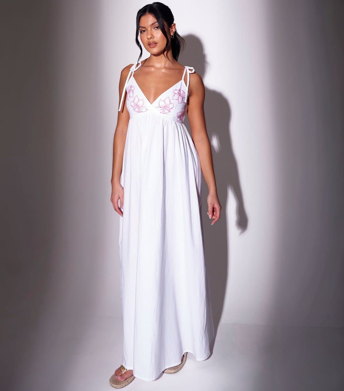 South Beach South Beach White Flower Embroidered Maxi Dress