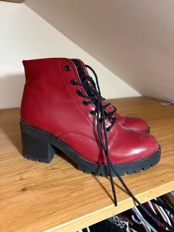 New Look Red lace up boots