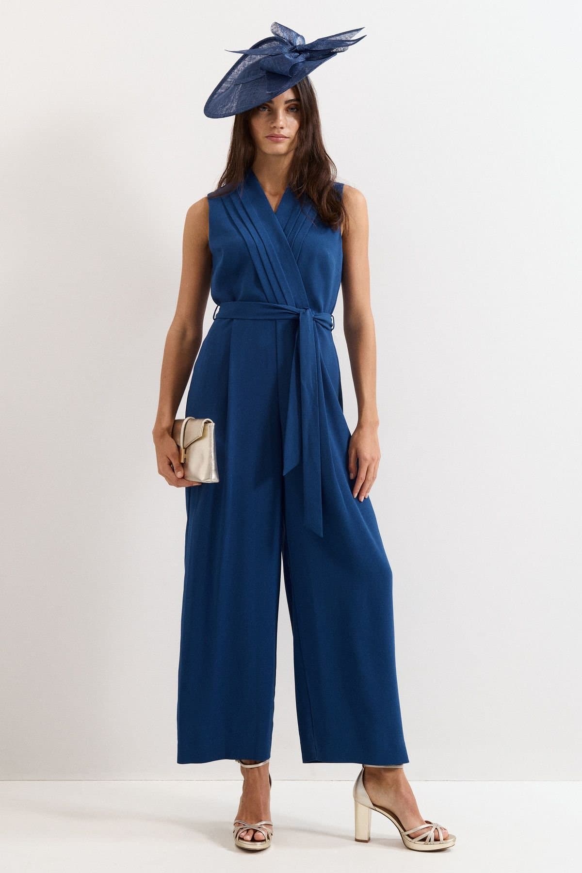 Phase Eight Phase Eight Women's Maisley Pleated Cropped Jumpsuit in Dark Blue