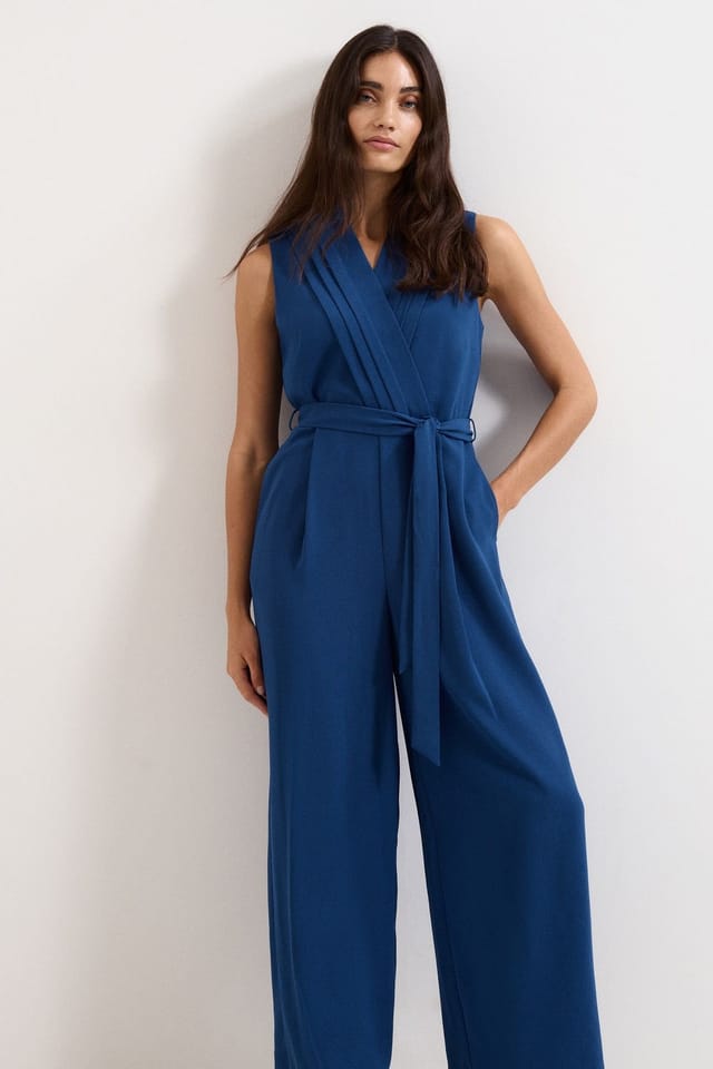 Phase Eight Phase Eight Women's Maisley Pleated Cropped Jumpsuit in Dark Blue - 3