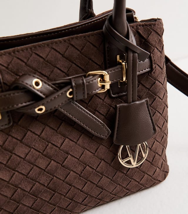 New Look Brown Faux Suede Weave Effect Mini Crossbody Bag New Look - 3