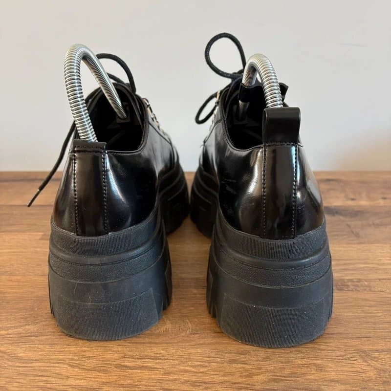 ASOS ASOS Black Patent Chunky Platform Derby Shoes - Size UK 6 / EU 39