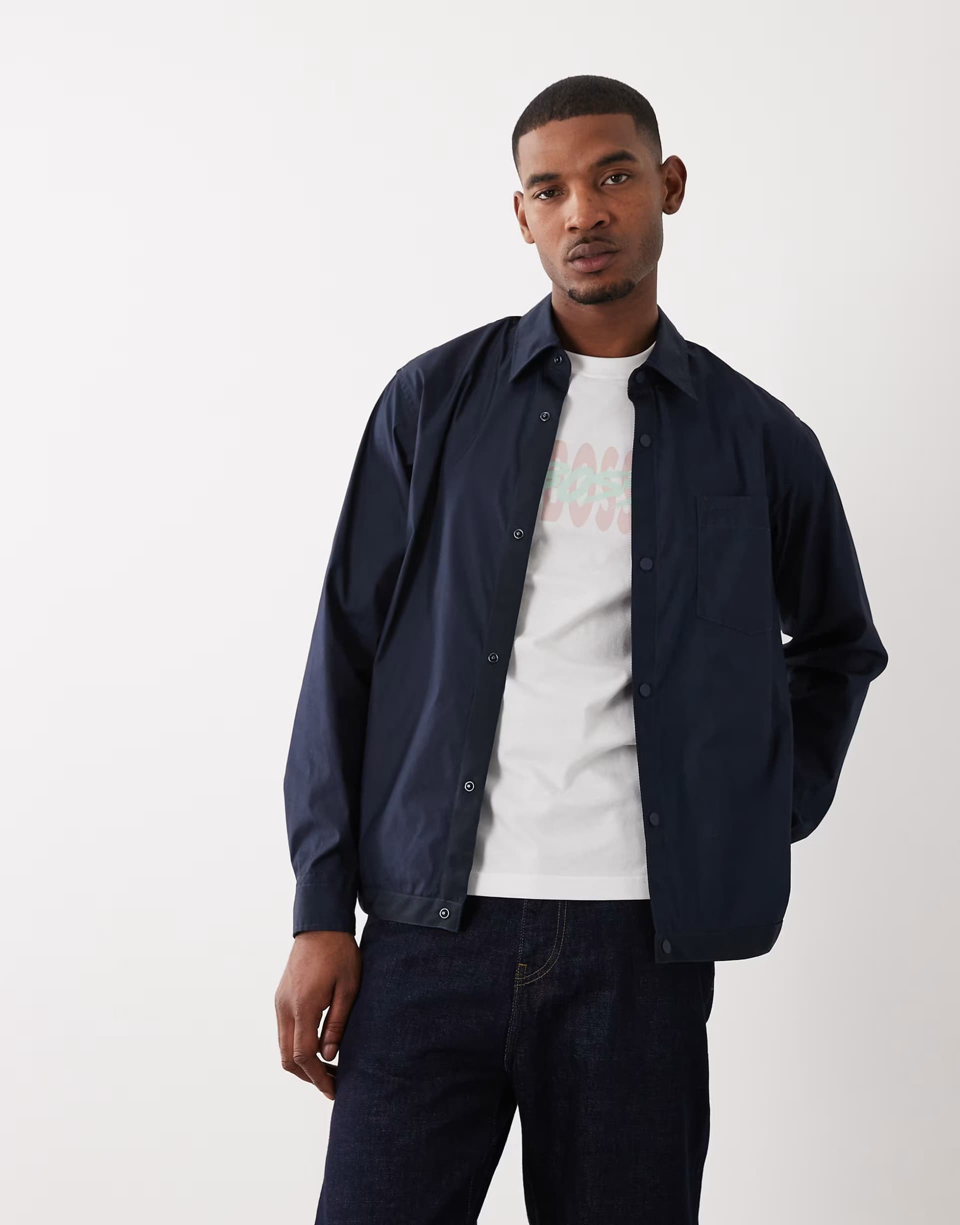 ASOS Hugo Boss oversized collared shirt in grey