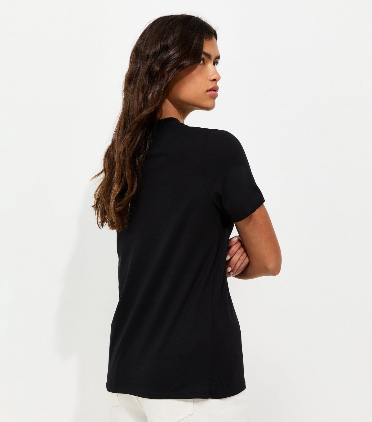 New Look Women's Black Cotton Daisy Print Crew Neck T-Shirt New Look - 4