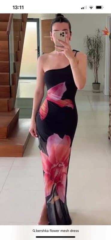 Bershka Bershka mesh floral maxi dress