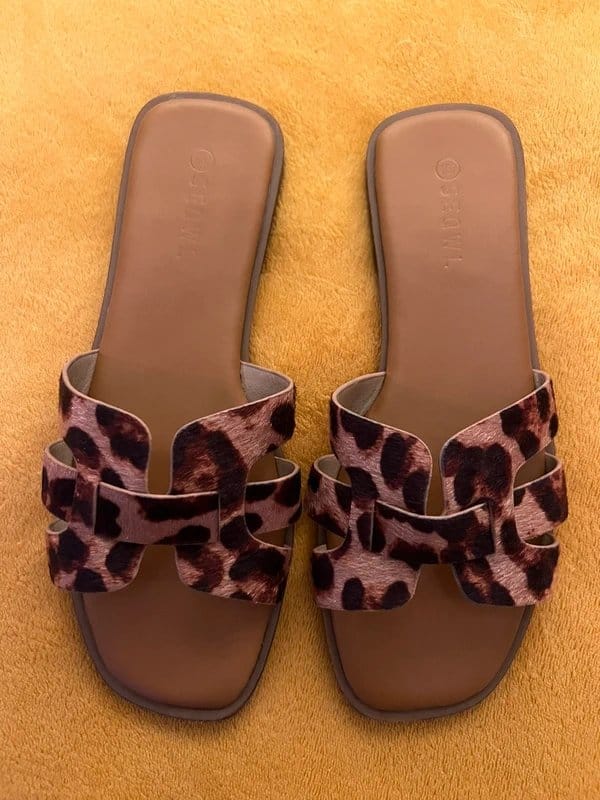 ASOS Stork flat sandals in leopard - 1