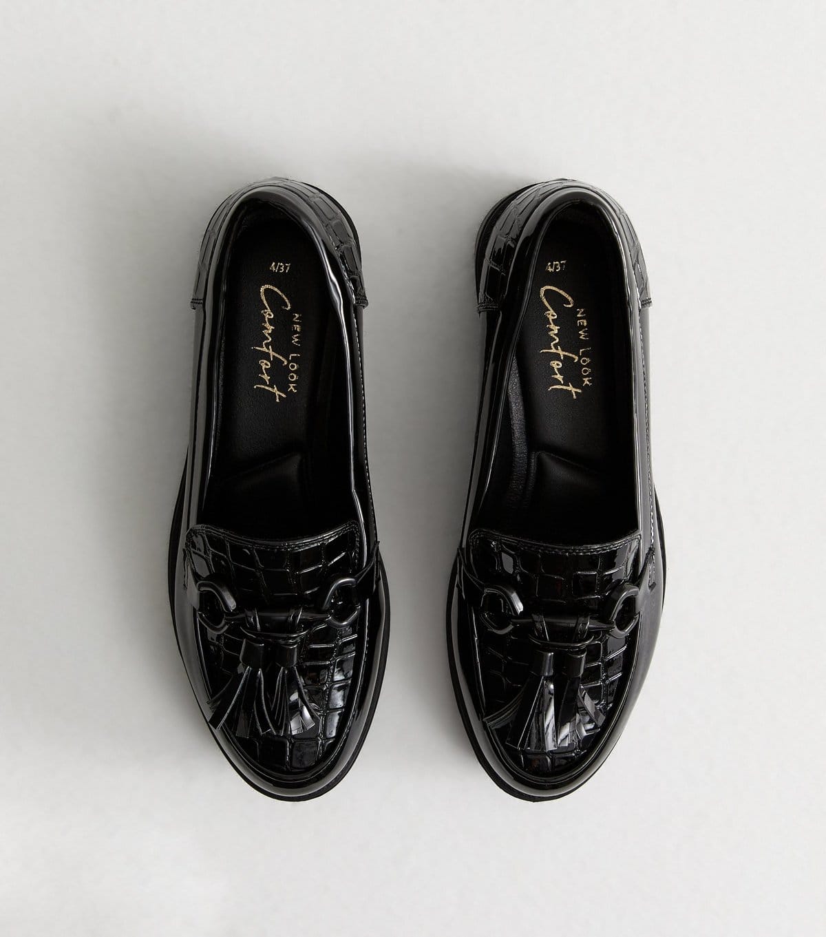 New Look Women's Black Croc Effect Faux Leather Loafers Vegan New Look - 1