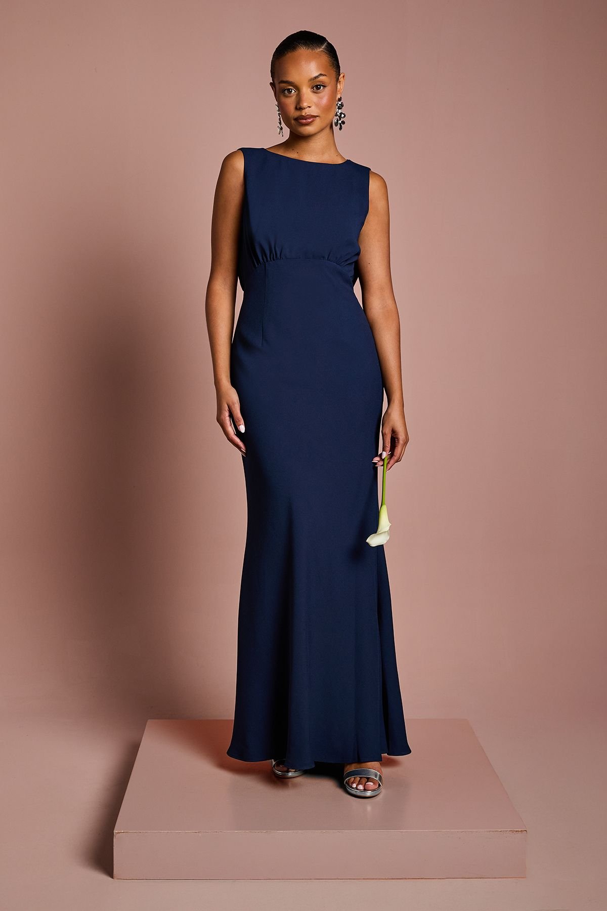 Coast Coast Women's Honoured Petite Sleeveless Cowl Back Maxi Bridesmaid Dress in Navy - 2